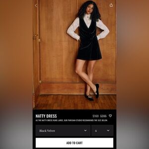 Sezane “Natty Dress” Black Velvet Mini Dress